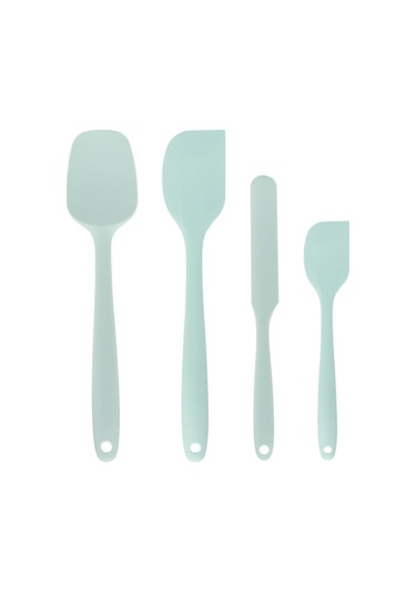 Nane Yeşili 4 Parçalı Pişirme Aracı Seti Krem Spatula Mutfak Hepsi Bir Arada Yapışmaz Tencere Salata Karıştırma Silikon Spatula