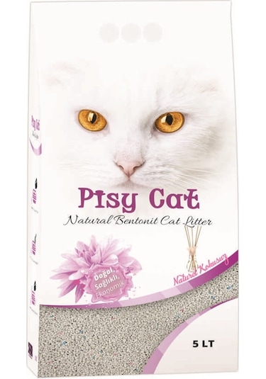 Pisy Cat Naturel Kokusuz Tozsuz Topaklaşan İnce Bentonit Kedi Kumu 5 L