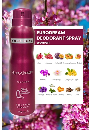 Free Love Eurodream Kadın Parfüm EDP  100 ML + Deodorant 3 x 150 ML