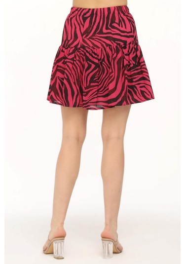 Şifon Krep Kumaş Şort Etek-429-fuşya Fuşya