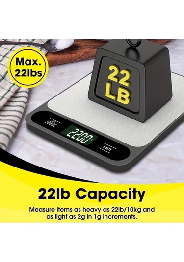 Fastbuy 22lb 10kg Wangxi Siyah Dijital Mutfak Tartısı Gram Oz 1g Hassasiyet Paslanmaz Çelik Tare Fonksiyonu Siyah