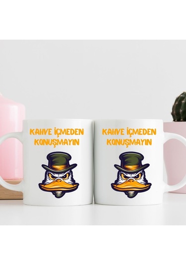 Kahve İçmeden Konuşmayın Tasarımlı Kupa Bardak Renk