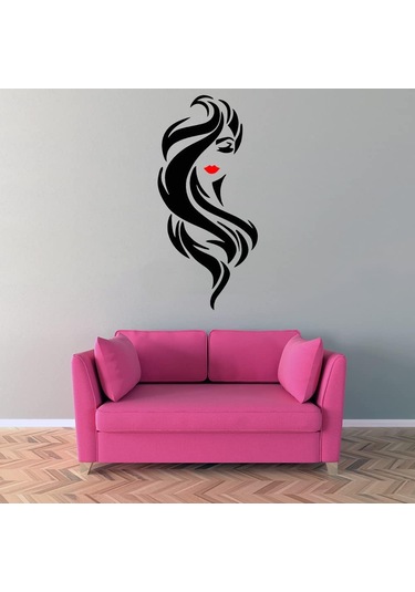 Uzun Saç Güzeli Kırmızı Dudaklar Duvar Çıkartmaları Pvc Oturma Odası Yatak Odası Veranda Dekorasyon Kendinden Yapışkanlı Boyama Şeffaf