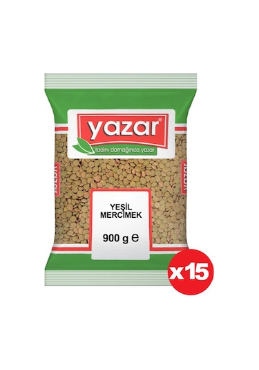 Yazar Yeşil Mercimek 15 x 900 G