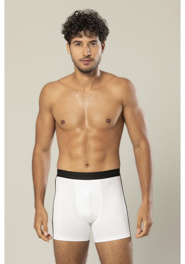 Erdem Beyaz Pamuk Elastan Uzun Boxer 1417 Beyaz
