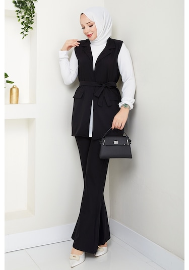 Niyar Yelek Pantolon İkili Takım 1530 - Siyah Siyah