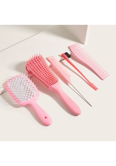 Mufunye Pembe Renkli 5 Parça Saç Şekillendirme Seti Ve Masaj Taranı