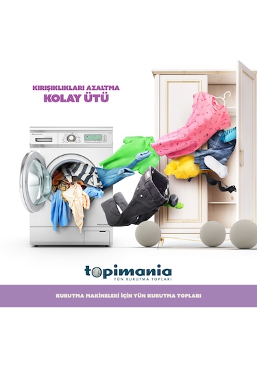 Topimania Doğal Yerli Üretim Yün Kurutma Topu 6 Adet Kurutma Topu