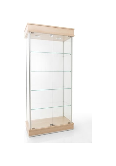 40x80xH175, Camlı Vitrin, Koleksiyon-Teşhir Vitrini, Acmv80Meşe