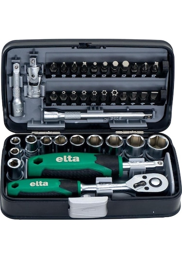 Elta 14000005078 1/4'' Altıköşe Cırcırlı Lokma Anahtar Ve Bits Uç Seti 38 Parça