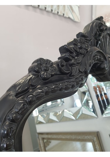 Ayna Denizi Princess Black Model Siyah Renk Dekoratif Ayaklı Boy Aynası Siyah