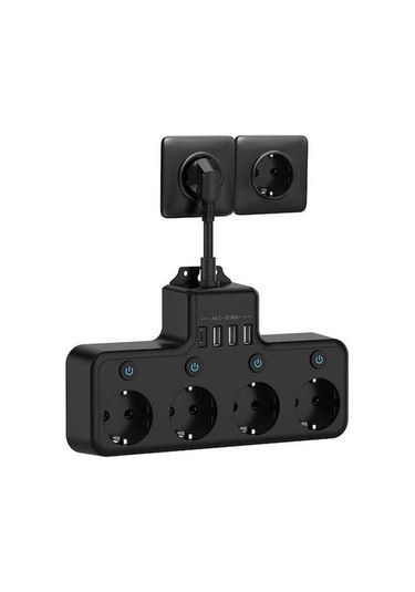 Pazly Yeni Nesil 4000w 3xusb + 1xtype-c 8-in-1 Duvar Prizi - Termal Akım Korumalı Priz 4'lü 0