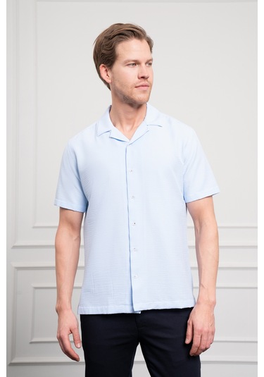 Erkek A. Mavi Apaş Yaka Kısa Kol Gömlek 25ys004008311 A. Mavi A. Mavi