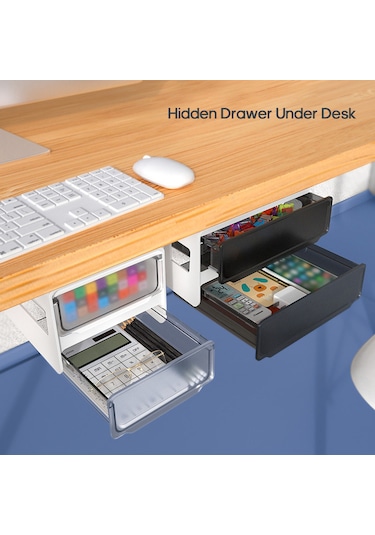 Masa Altı Görünmez Çekmece Kırtasiye Organizatör Yatakhane Beyaz Beyaz