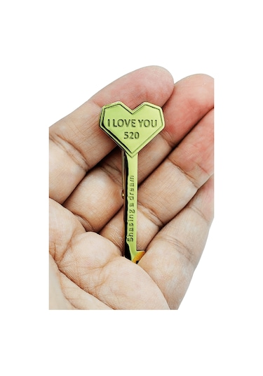 Kalp Anahtar Tasarım I Love You 520 Broş Sarı