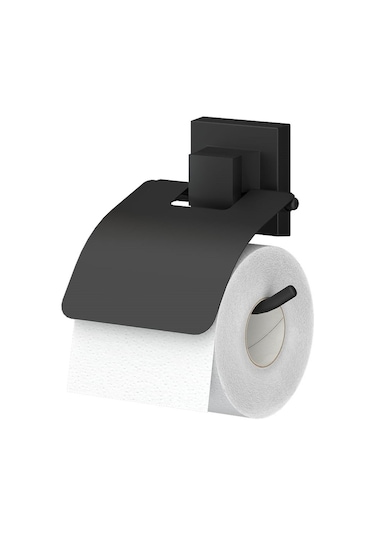 Teknotel Easyfıx Yapıskanlı Kapaklı Wc Kağıtlık Mat Siyah Ef238