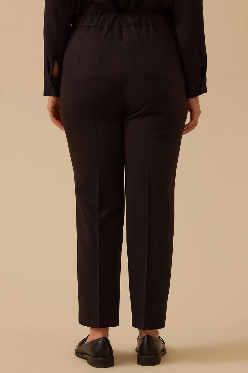 Galaxi Kadın Büyük Beden Tek Düğmeli Düz Paça Pantolon 4001 Siyah Siyah