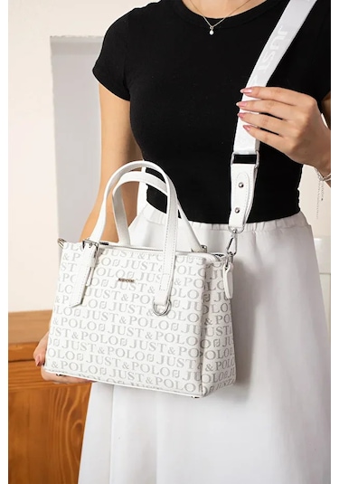 Just Polo Kadın Günlük Kullanıma Uygun Ayarlanabilir Askılı Şık El Ve Omuz Çantası Shoulder Bag Beyaz
