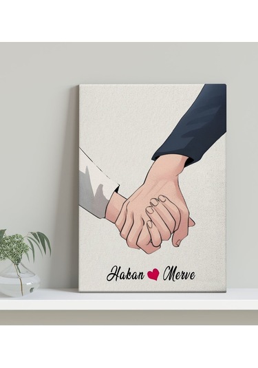 Bk Gift Kişiye Özel Sevgili El Ele Tasarımlı Kanvas Tablo-5 30x50 , Sevgiliye Hediye, Sevgililer Günü Hediyesi Kobitmeyencom33686 Bk Gift
