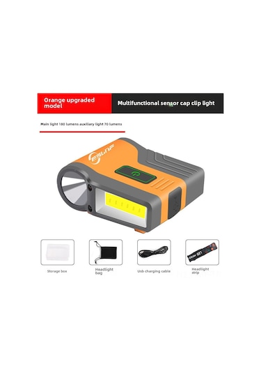 Mufunye Dışarıda Kullanım Led Sensörlü Cob Fenerli Su Geçirmez Oranj Şapka: Balıkçılık, Kamp, Tırmanma Için Elserbest Aydınlatma Turuncu