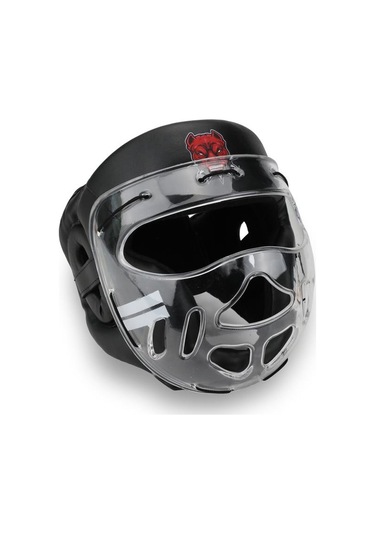 Titan Sport Yüz Korumalı Boks Kaskı , Siyah Pitbull Desenli Camlı Model Çok Renkli