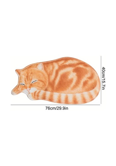 Elmpaly S10173 Sevimli Kedi Desenli Yumuşak Polyester Kaymaz Yer Matı S10173 Boyut