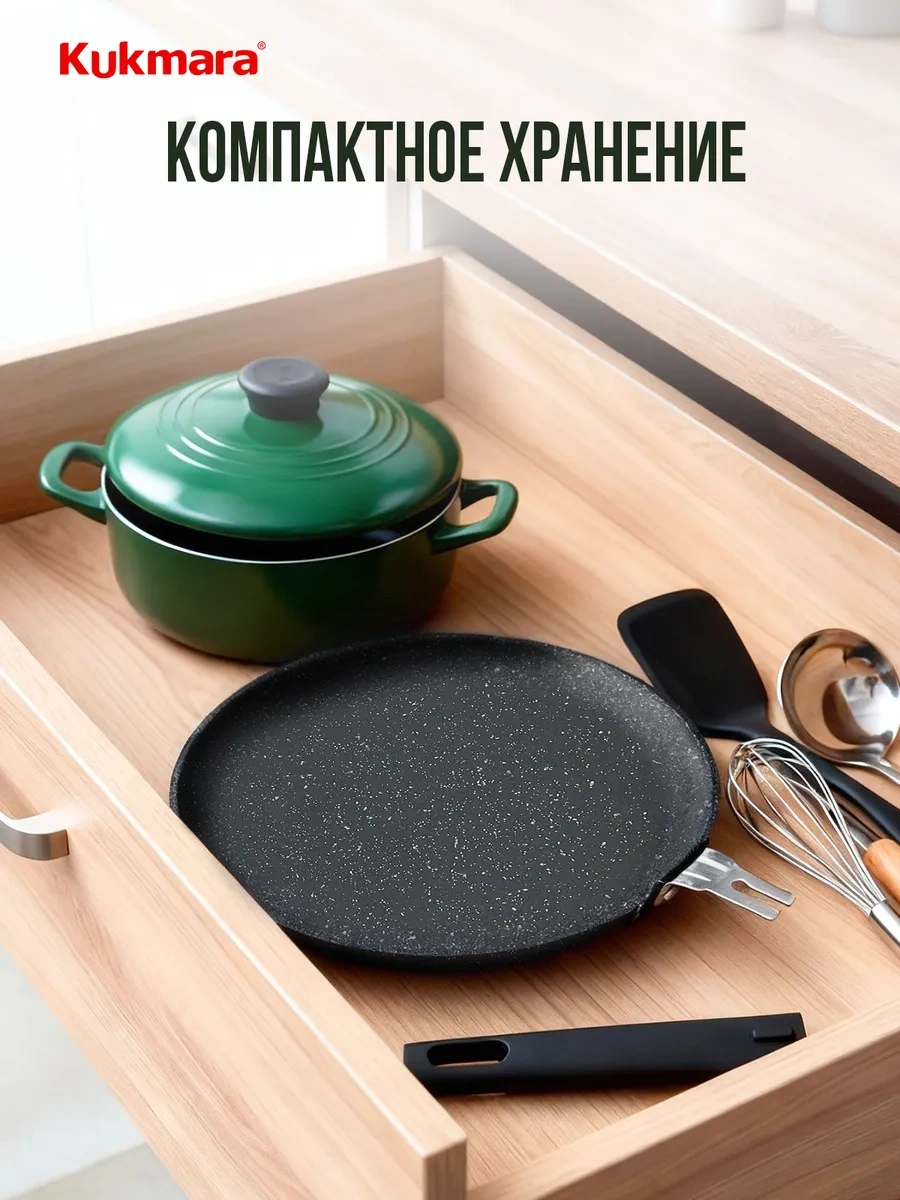 Kukmara 22 Cm Yapışmaz, Çıkarılabilir Saplı Krep Tavası 13741820 Siyah