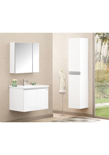 Orka Terme 80 Cm Mdf Beyaz Banyo Dolabı Takımı Ve Boy Dolabı Beyaz