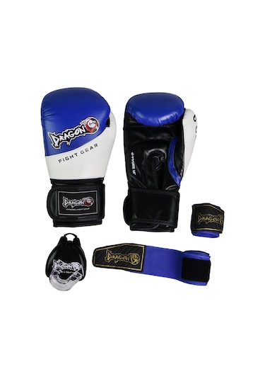 Dragondo 33044-p Jr Çocuk Boks Eldiveni Seti Eldiven+bandaj+dişlik Mavi