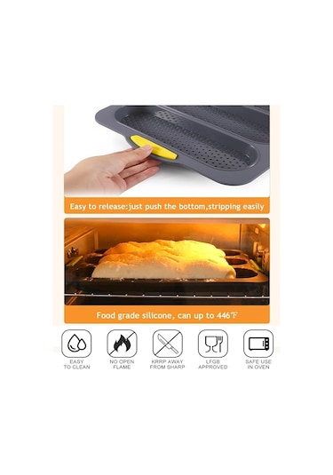 Fransız Bagetleri/sosisli Sandviçleri Pişirmek İçin Silikon Somun Siyah