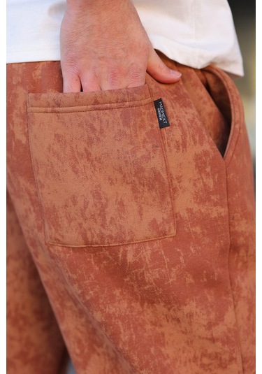 Kahverengi Batik Desenli Jogger Eşofman Altı E6582 Kahverengi