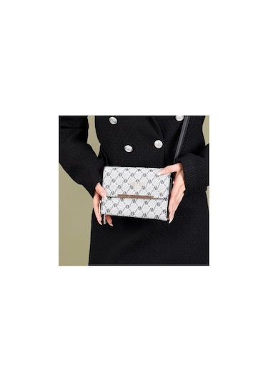 Armine Kadın Yeni Sezon Trend El Ve Omuz Askılı Cüzdan Çanta 381 Gri Noktalı