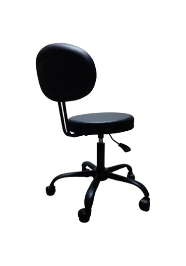 Sırtlıklı Tabure Siyah Metal Ayaklı