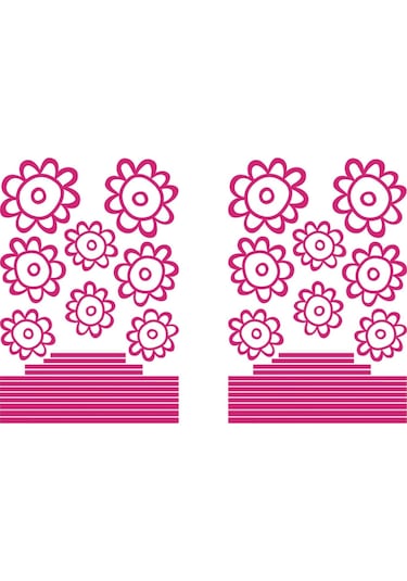 Duvar Süsü Sticker 2 Adet Pembe Papatyalı Şeffaf Filmli Pvc 48x