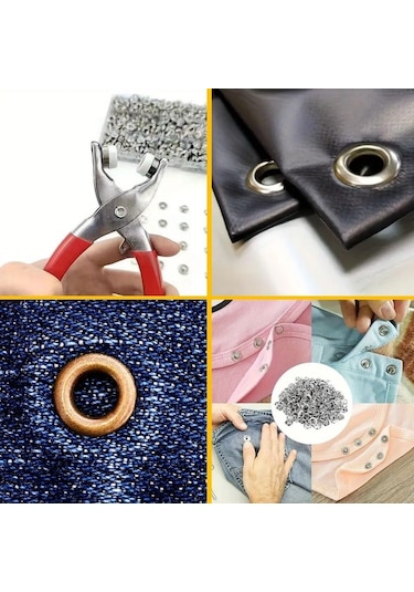 Büro Ev Atölye Takım Çantası İçin 200adet Çıtçıtlı Montaj Pens Makinesi Seti