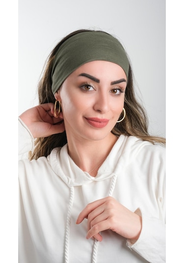 Hürrem Bone Haki Bandana Saç Bandı Viskon Düz 3012 09 Haki