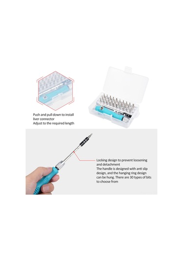 Wezone 32 Parça Çok Amaçlı Hassas Tornavida Seti - Crv+abs Malzeme, Uzantı Çubuğu Ve Farklı Tip Uçlar, Plastik Kutuyla No:8210