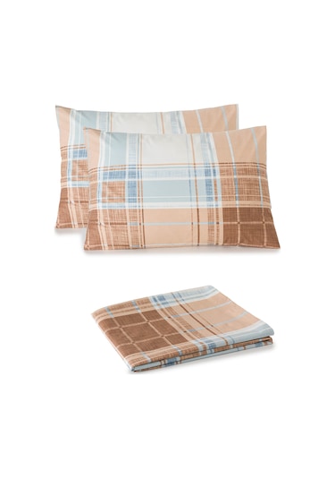 Mix & Match Milo %100 Pamuk Çift Kişilik Çarşaf Seti Mavi