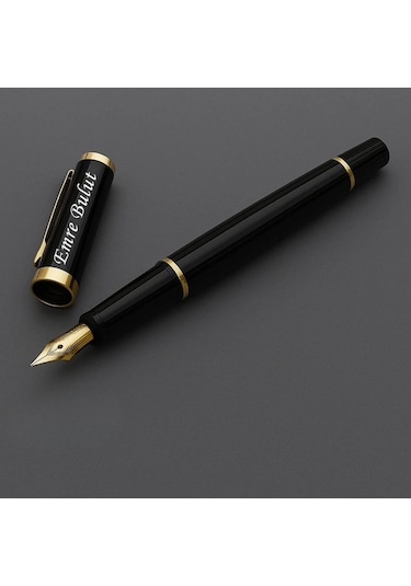 Kişiye Özel İsim Yazılı Premium Dolma Kalem Şık Hediye Kutulu Siyah