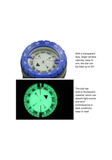 Neevoyu 50 Metre Su Altı Dalış Pusulası - Işıklı, Su Geçirmez, Esnek Kordonlu Outdoor Navigasyon Aracı Mavi