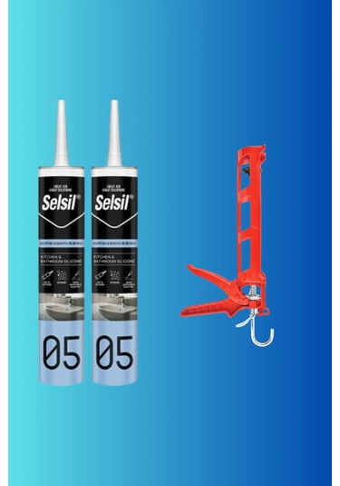 Küf Tutmaz Kararmaz Mutfak Ve Banyo Silikonu Şeffaf 2 Adet + Silikon Tabancası