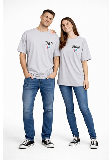 Nevermind Anne Baba Kombini Mom Dad Baskılı Çift Tişört Oversize Unisex 2 L Antrasit