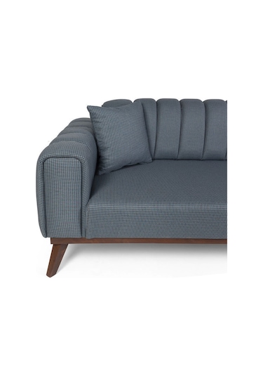 Velar Yataklı Kanepe Keten Mavi Kazayağı Mavi