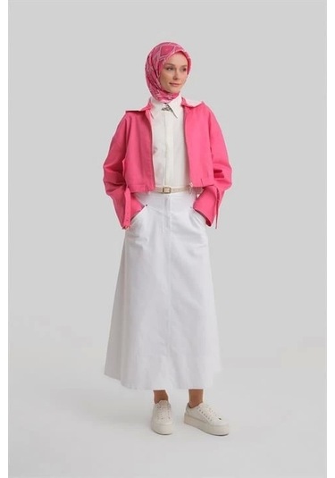 Armine Seyyar Kapüşonlu Ve Kemerli Pamuk Ceket 24y5406 Orkide Pembe