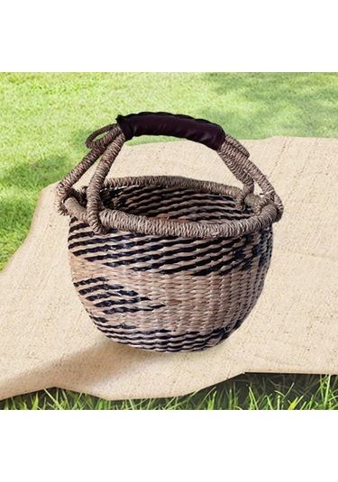 Homyl El Dokuması Piknik Sepeti Açık Seyahat Pazarı Için Siyah