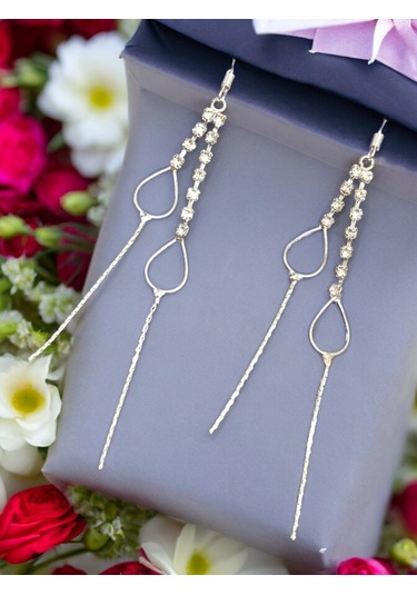 Su Yolu Serisi Zirkon Taşlı Sallantılı Küpe Balon Model Gri