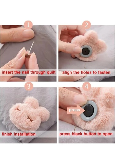 Gri Kalp Şekli-peluş Tavşan Pençesi 4 Adet Çarşaf Kapak Yorgan Tutucu Askıları Jartiyer Örtüsü Çarşaf Kaymaz Ev Gereçleri 47127312