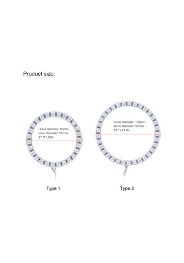Suofeng 12v Rgb Araba Işıkları, 2 80mm Mavi Ateş Halka, Kumanda İle 16 Renk Ve 4 Işık Efekti, Parlak Led, Araç Dekorasyonu
