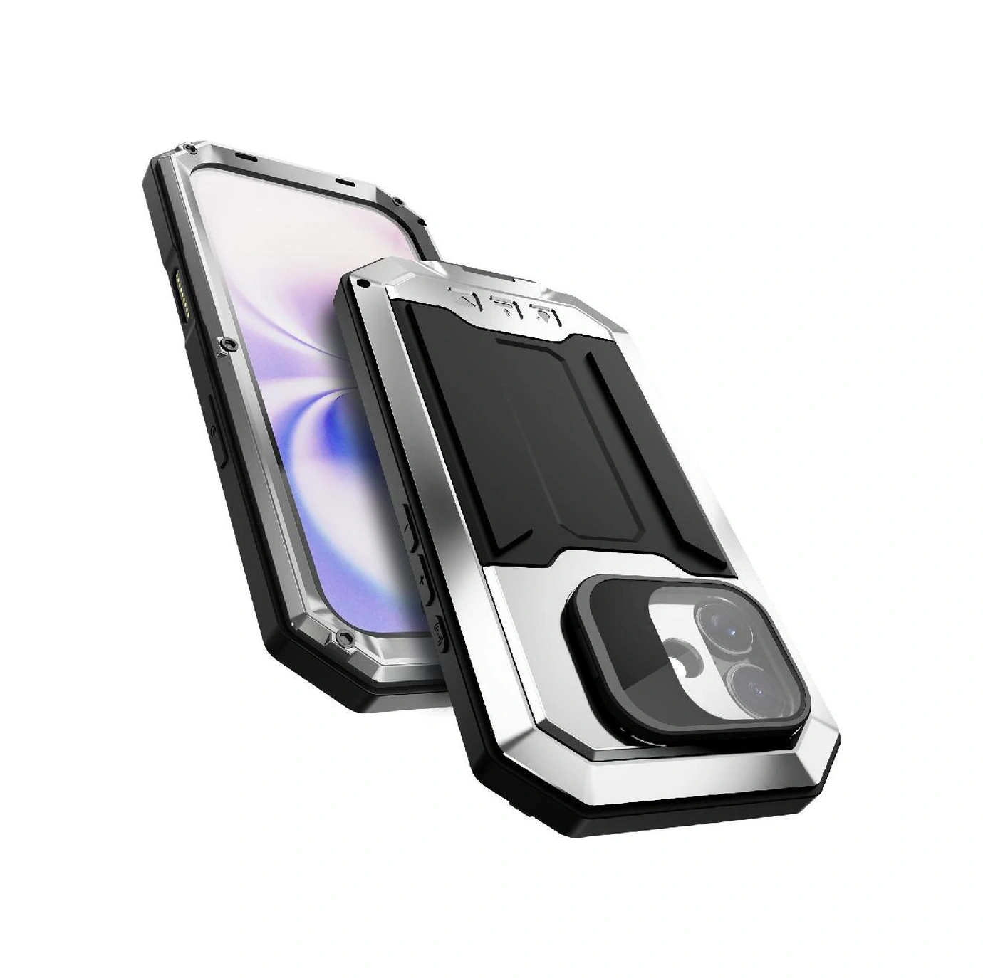 İiphone 17 İçin Metal Standlı Telefon Kılıfı Dahili Kamera Kickstand Cam Ekran Koruyucu Ağır Hizmet Şok Geçirmez