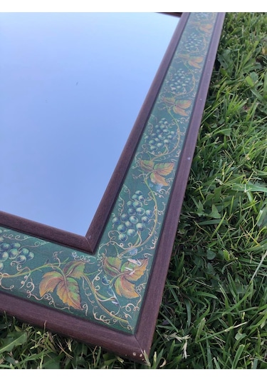 Stanley Monarch Ahşap Çerçeveli Vintage Ayna 55x65cm - Sarmaşık v Kahverengi